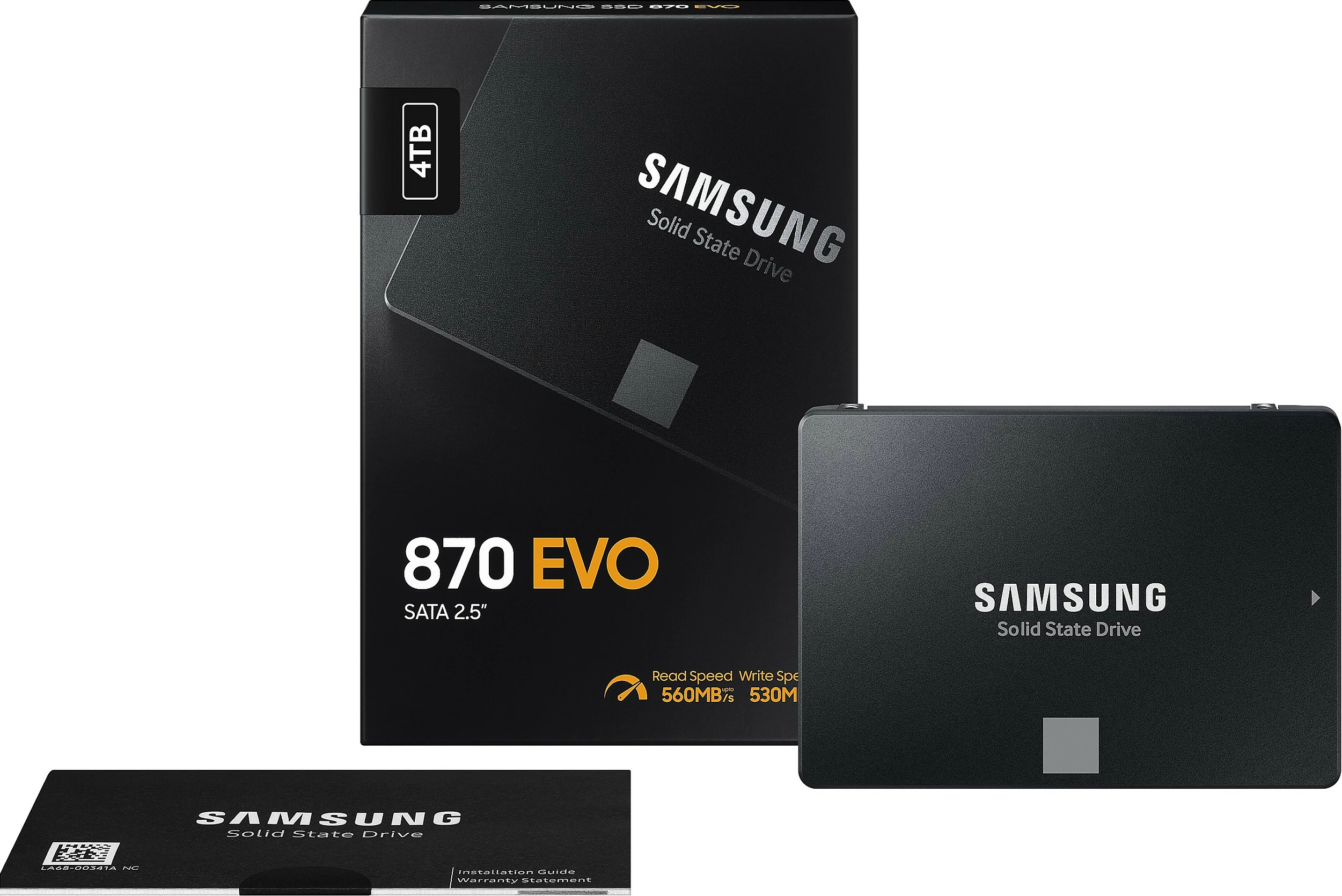 SSD Samsung 870 EVO, 4 TB, 2.5", 560 MB/s, 6 Gbit/s, e zezë