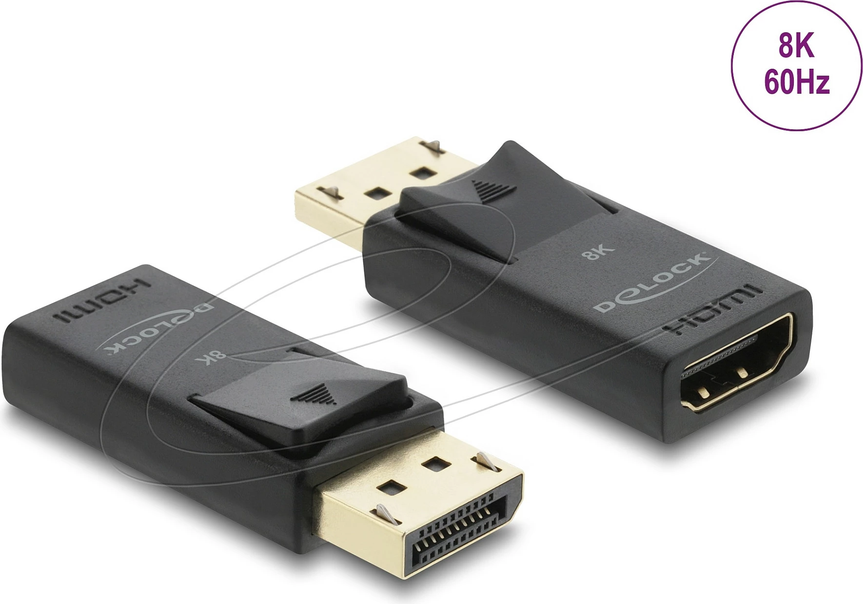 Adapter DisplayPort në HDMI DeLOCK 61084, 8K 60Hz, aktiv, i zi