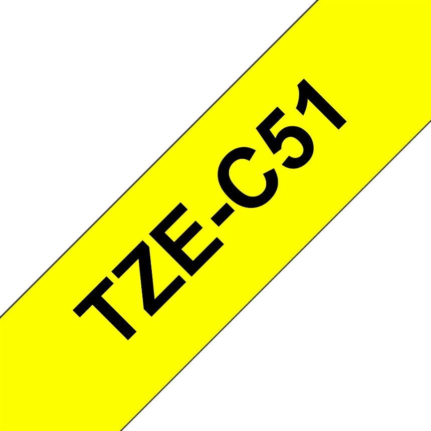 Kasetë shirit etikete Brother TZe-C51, 24mm x 5m, verdhë/zi