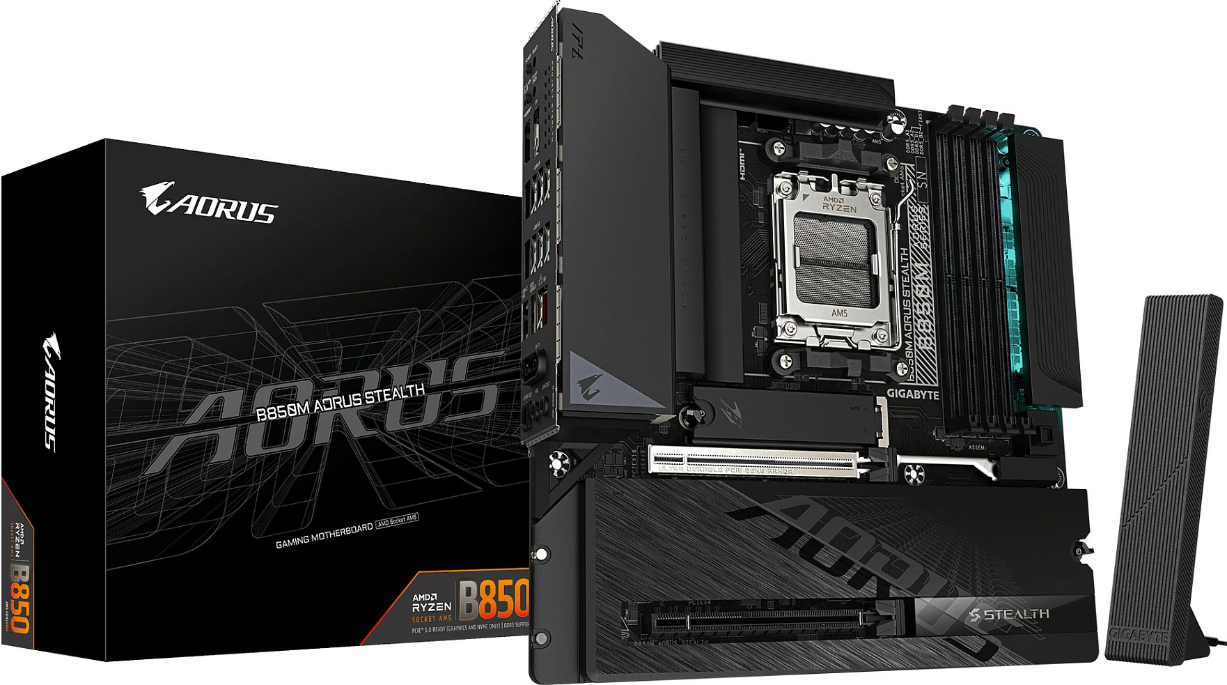 Pllakë amë Gigabyte B850M AORUS STEALTH, AM5, 4xDDR5, HDMI/DP, 3xM.2