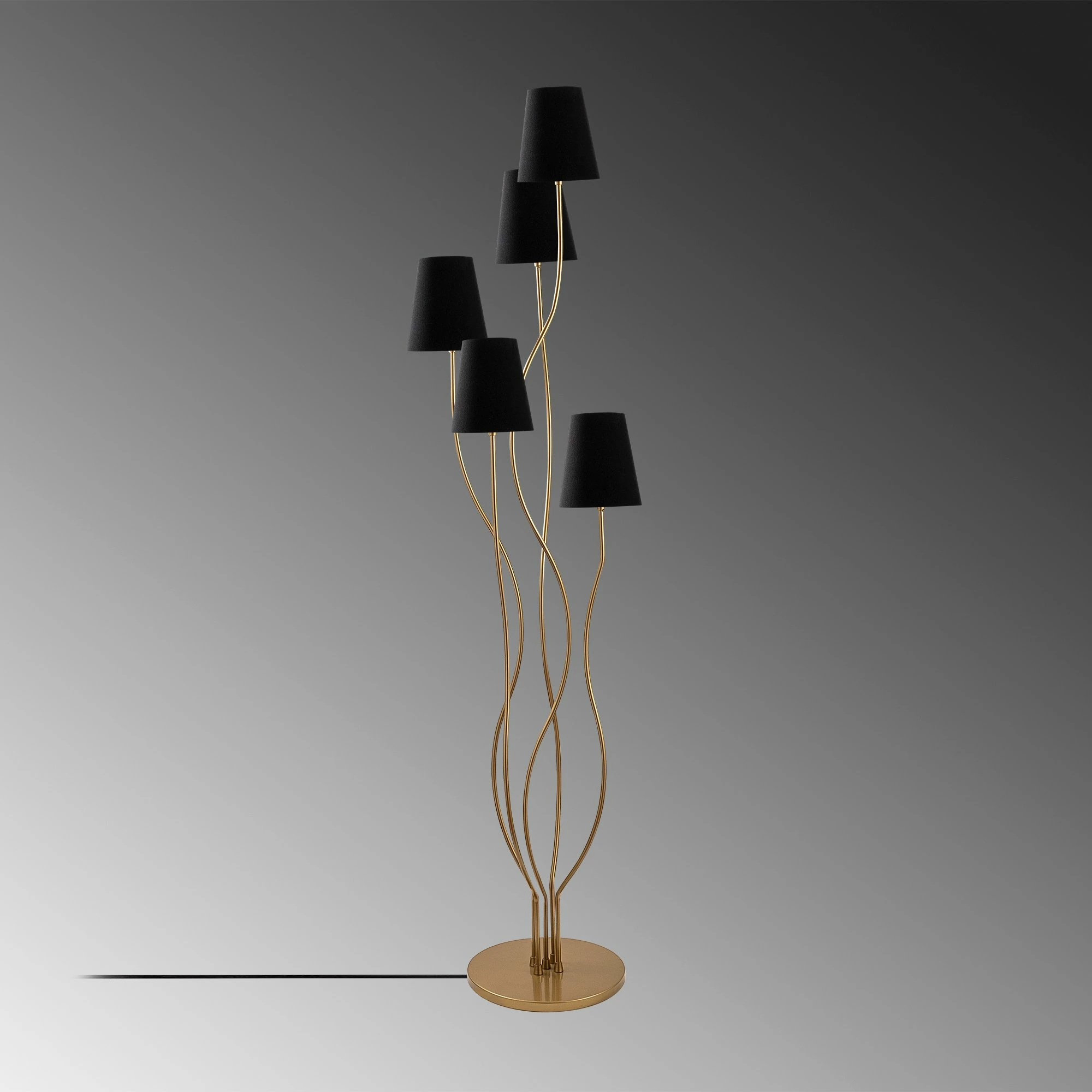 Llambë dyshemeje Opviq, Bonibon, ngjyrë ari e zezë, 44x44x160 cm