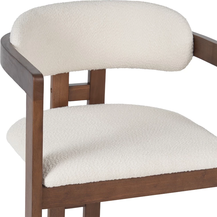 Set 2 karrige me mbështetëse, dru kauçuku, këmbë ngjyrë arre, material bezhë, 58.5x51x76cm