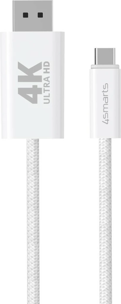 Kabllo USB-C në DisplayPort 4smarts 540958, 2 m, e bardhë