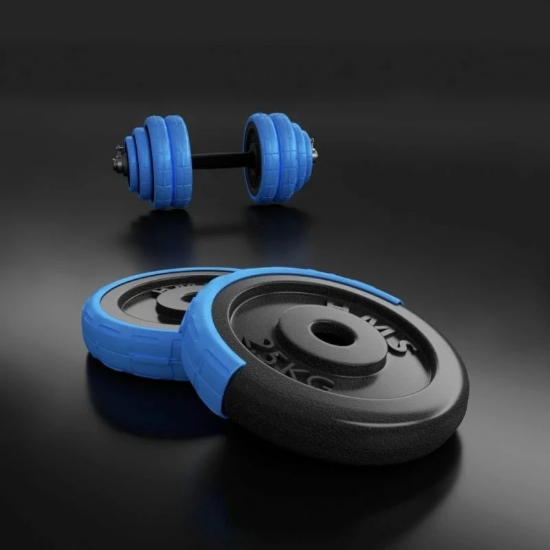 Set pesha 2-në-1 barbell dhe dumbbell HMS, unisex, argjend e kaltër