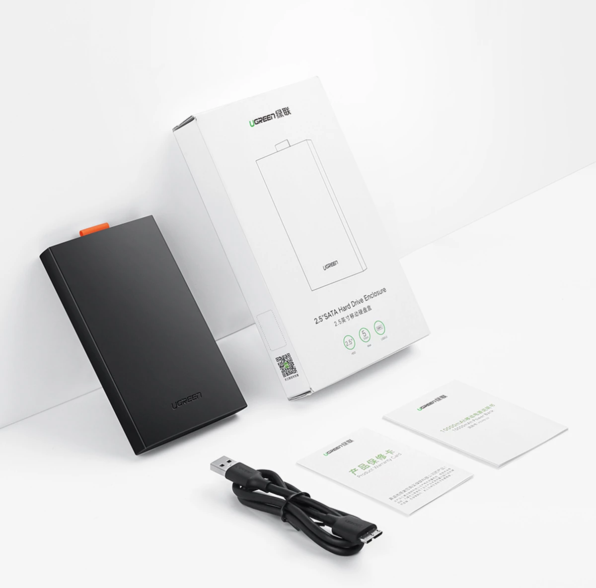 Kasë Ugreen CM237 për SSD/HDD 2.5", USB 3.0 SATA, e zezë
