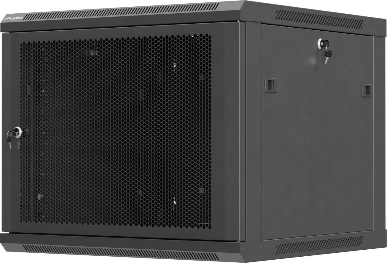 Kabinet rack muror, Lanberg, WF01-6609-23B, 19" 9U 600x600, derë e perforuar, kapacitet 60 kg, IP20, Flat Pack, e zezë