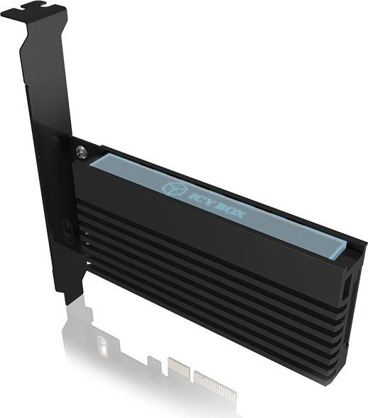 kartë adapter PCIe për SSD M.2 NVMe ICYBOX IB-PCI214M2-HSL PCIe 4.0 x4 me heatsink, e zezë