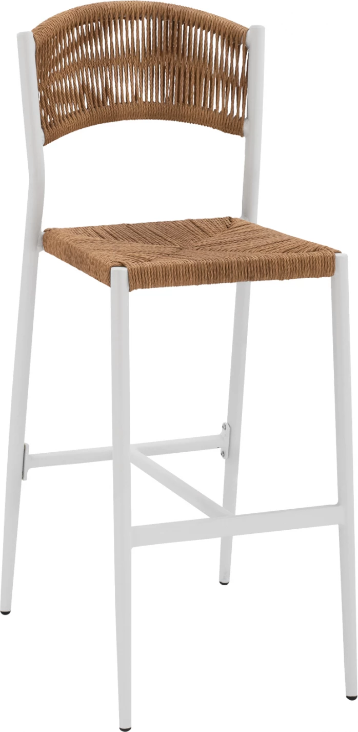 Karrige për bar alumini e bardhë me PE litar bezhë FH5789.01 45,5x56x111 cm