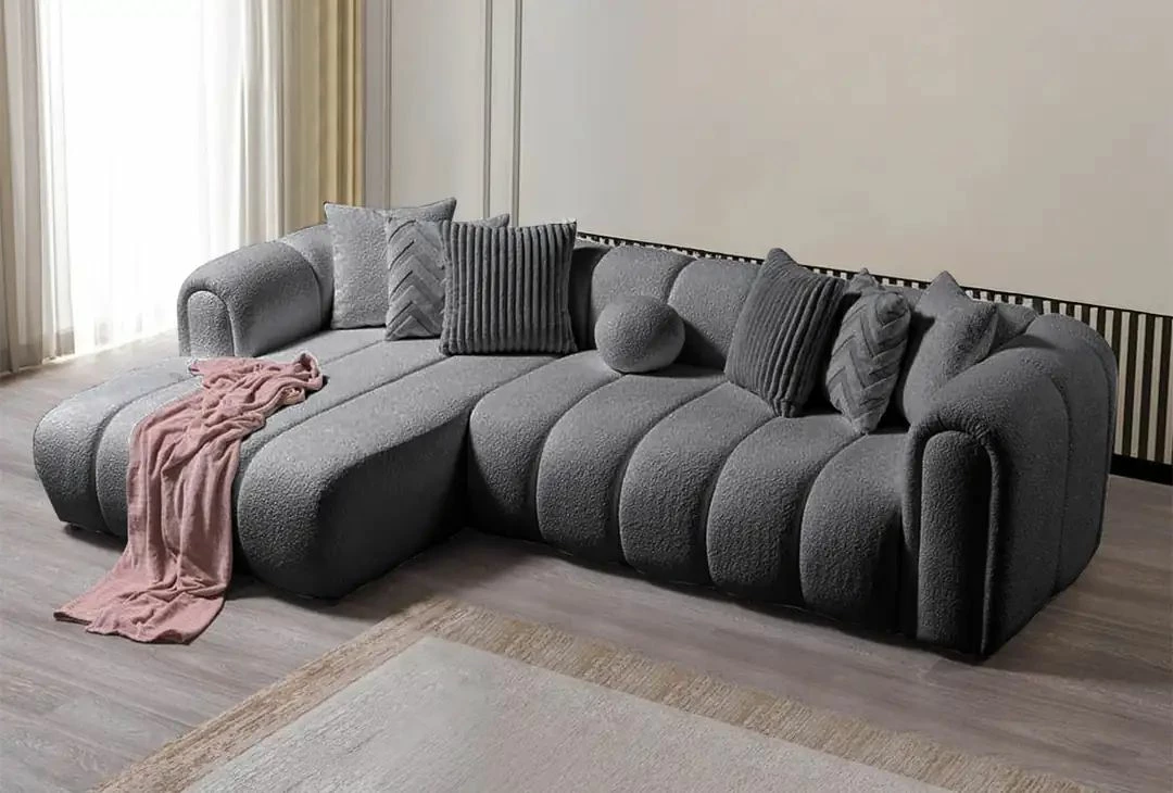 Kënd-sofë Atelier del Sofa, N-Line, kënd majtas, ngjyrë gri e errët