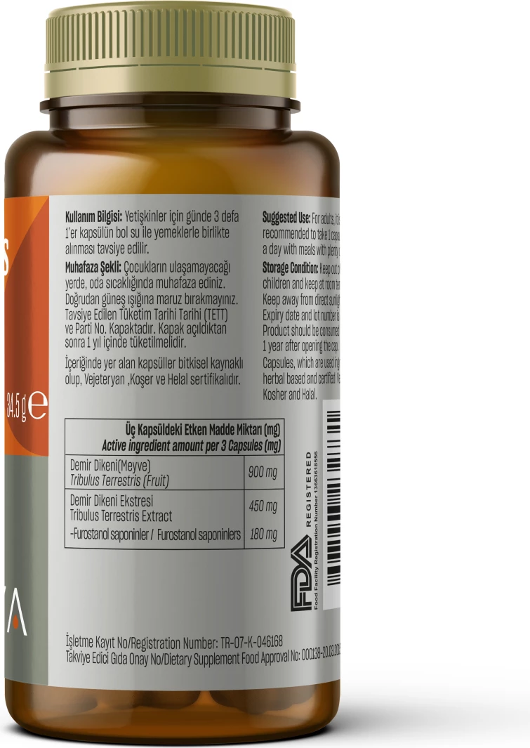 Tribulus Terrestris 1350 mg, 60 kapsula