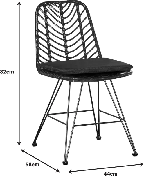 Set tavoline me 6 karrige Naoki-Kliton II, alumin anthracite, ratan PE, ngjyrë e zezë, 150x80x74cm