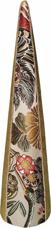 Dekoratë pemë për Krishtlindje, brokat Monteregian, shumëngjyrëshe, shkumë dhe tekstil, 14x14x56 cm