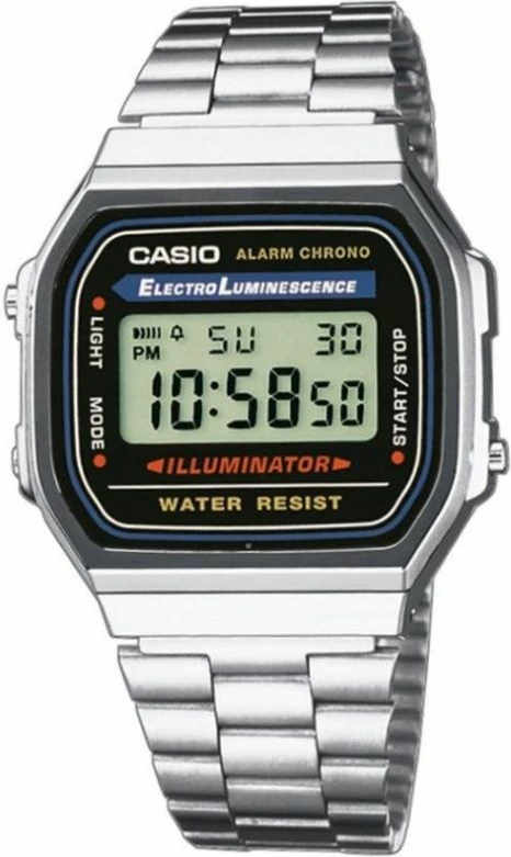 Orë dore për meshkuj CASIO Vintage A168WA-1YES, argjendtë