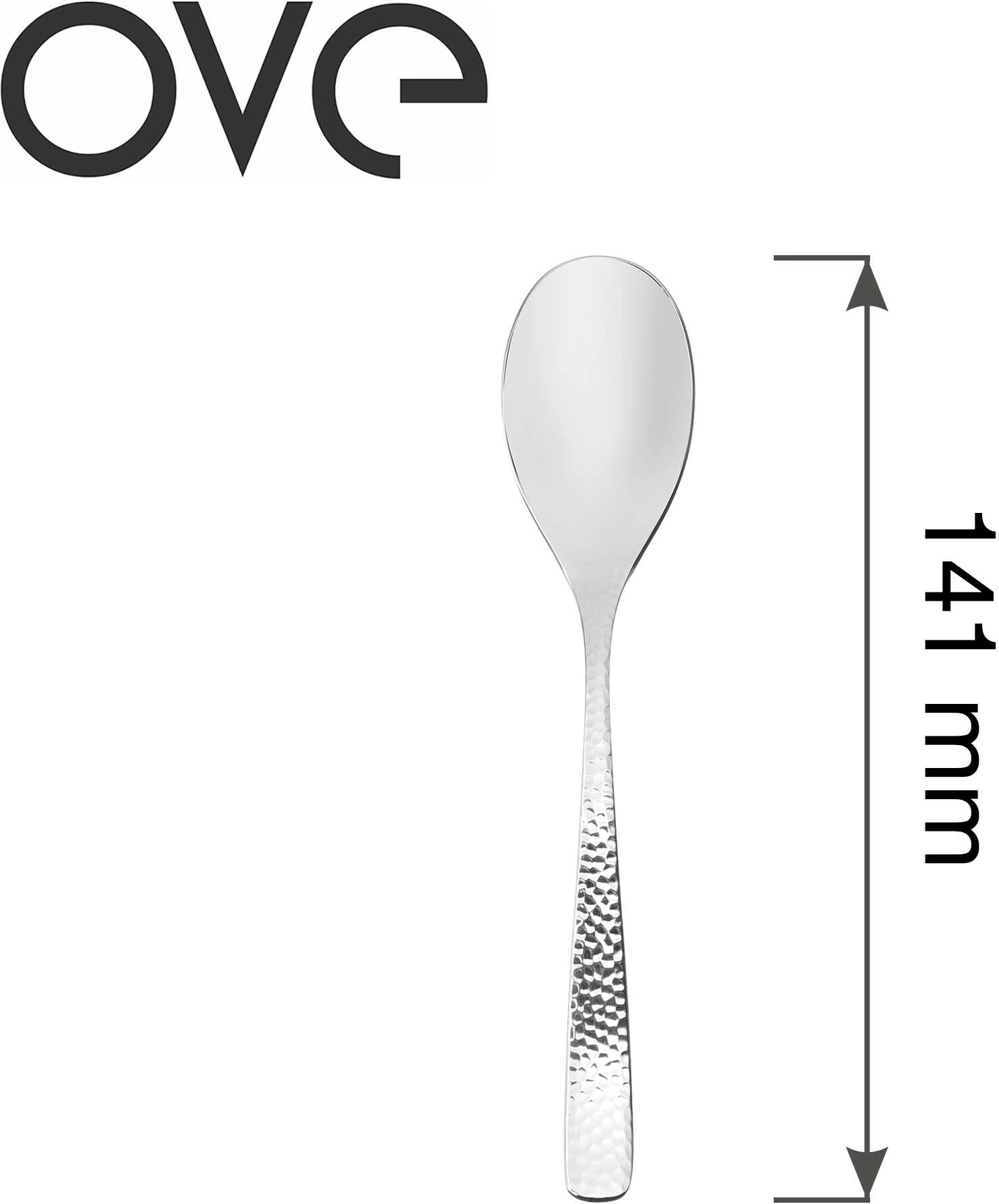 Lugë çaji OVE Veneto 141 mm, çelik inox 18/10, trashësi 3.5 mm, set 12 copë, argjendtë