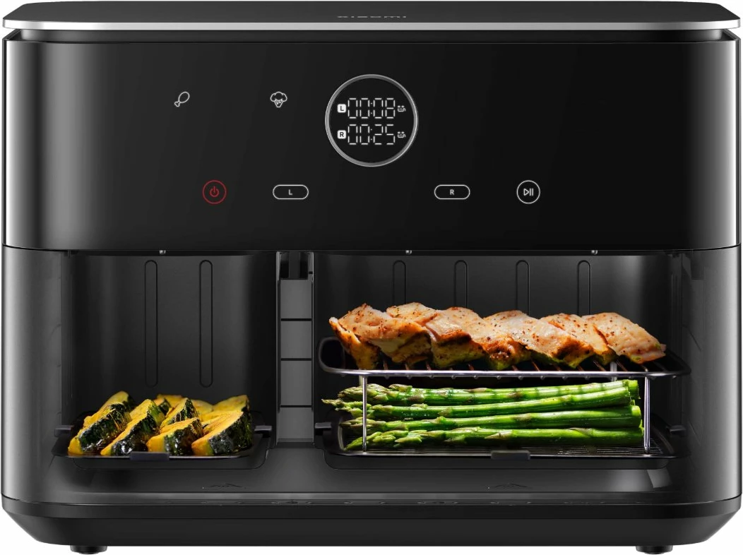 Fritezë pa vaj Xiaomi Dual Zone Air Fryer 10L 2700W dy-dhomëshe, e zezë