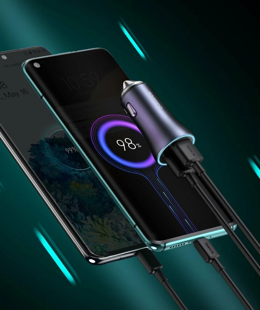 Karikues makine Baseus Golden Contactor Pro, 2x USB, 40W, me kabllo USB-C, Gri