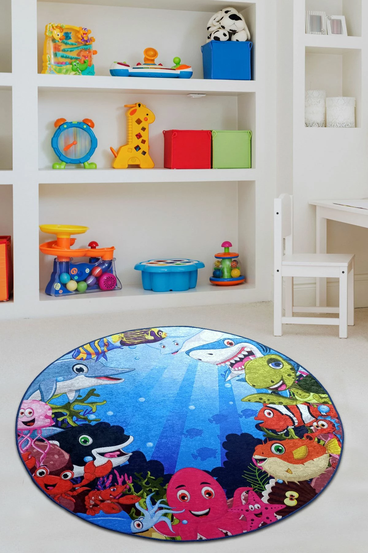 Qilim i rrumbullakët për fëmijë, dizajn akuariumi, 100 cm, Conceptum Hypnose