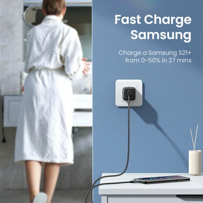 Karikues USB-C UGREEN Nexode 45W GaN II PD 3.0, 2x USB-C, gri