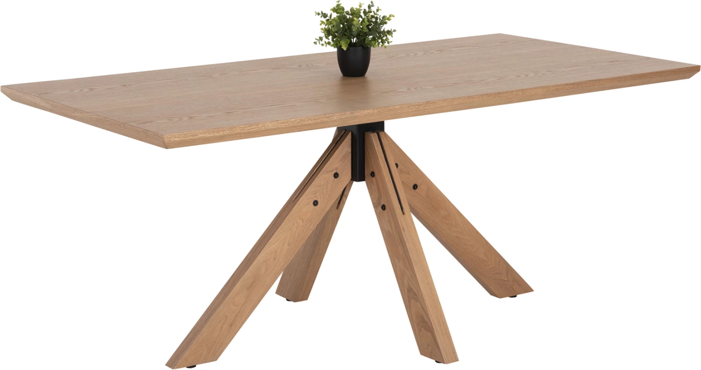 Tavolinë ngrënieje PAOLO FH9853 MDF me furnir druri Mançurian-këmbë druri gome të ngurtë-ngjyrë lisi 180x90x75H cm