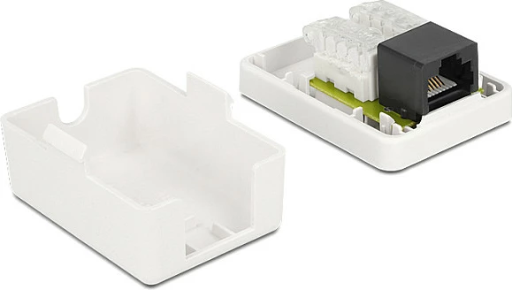 Kuti montimi sipërfaqësore DeLOCK 86248, prizë rrjeti RJ45 CAT6, 52 x 25.5 x 39 mm, e bardhë
