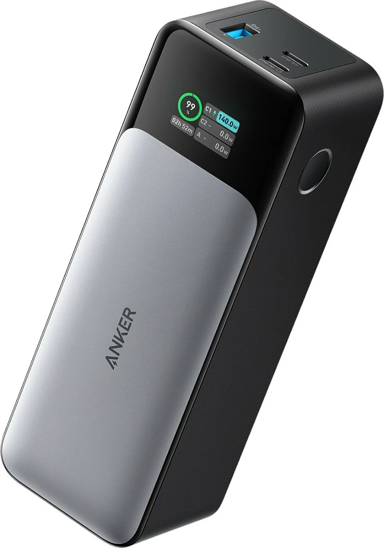 Powerbank Anker 737, 24000 mAh, 140 W, Ngjyrë e zezë, Argjend