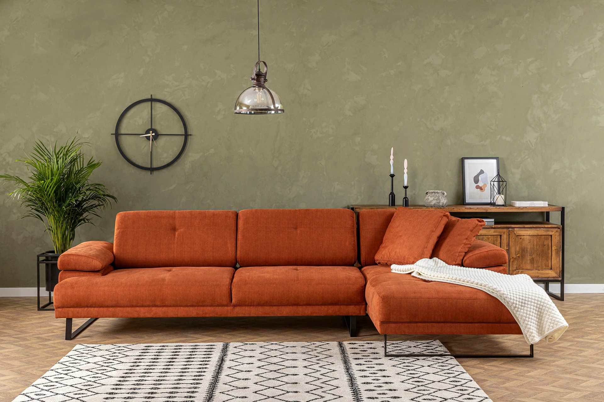 Këndore e madhe, ngjyrë portokalli, Atelier del Sofa Mustang, këndi i djathtë