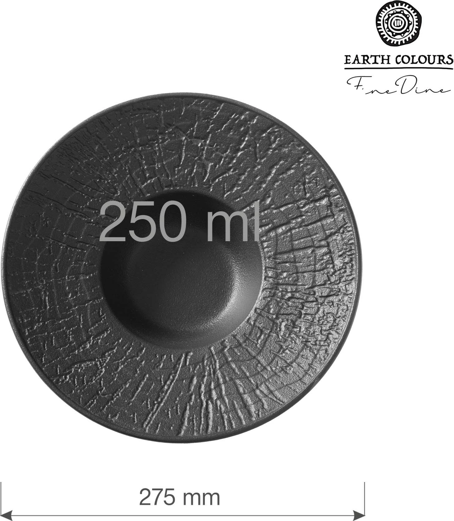 Pjatë për pasta Fine Dine Crust 275 mm, porcelan, e zezë, set 3 copë