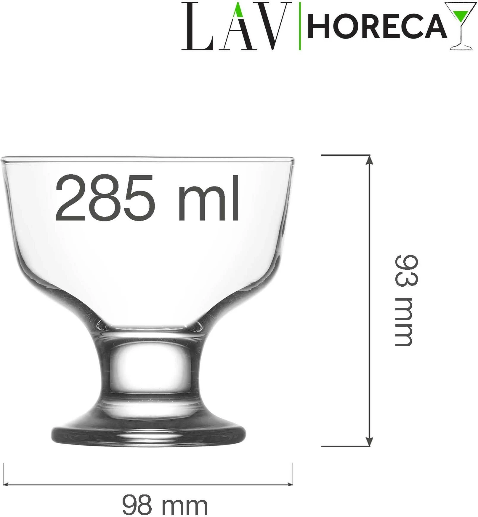 Gotë ëmbëlsire LAV Santiago 285 ml, qelq, transparente, set 12 copë