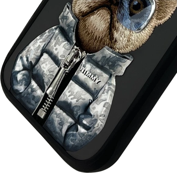 Mbështjellës Nimmy Cool&Cute 2.0 Dog për iPhone 16 Pro 6.3", hardcase, e zezë