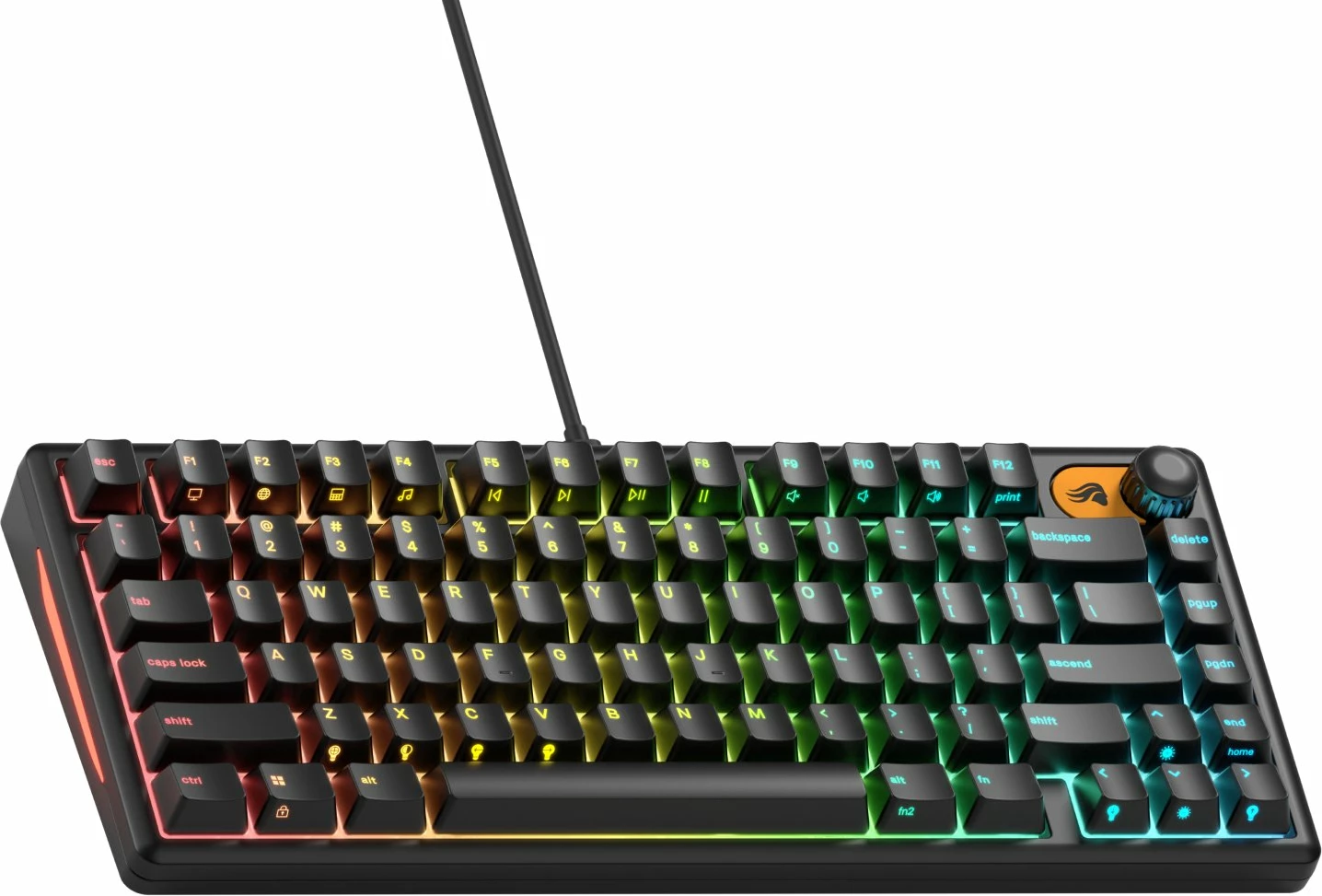 Tastierë gaming Glorious GMBK 75% GLO-GMBK75-BLK-US, mecha-membrane, USB, RGB 10 zona, US layout, e zezë, set me kabllo USB-C/USB-A