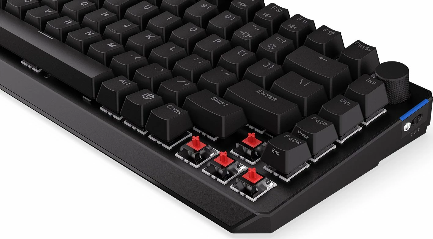 Tastierë mekanike gaming Endorfy Thock 75% Wireless Red (EY5A073), Kailh Box Red, RGB, Bluetooth/2.4GHz/USB, US layout, e zezë