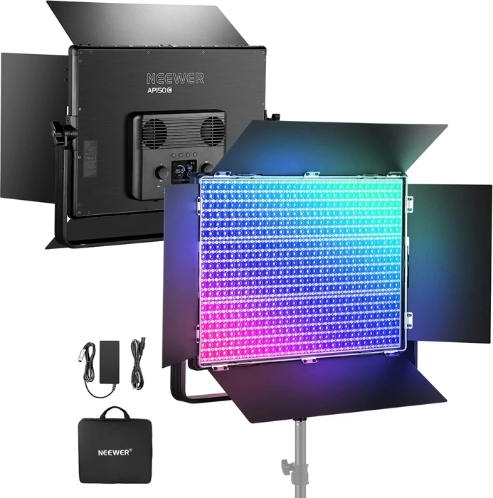 Dritë LED video Neewer AP150C 150W, me tripod, me panele shtesë