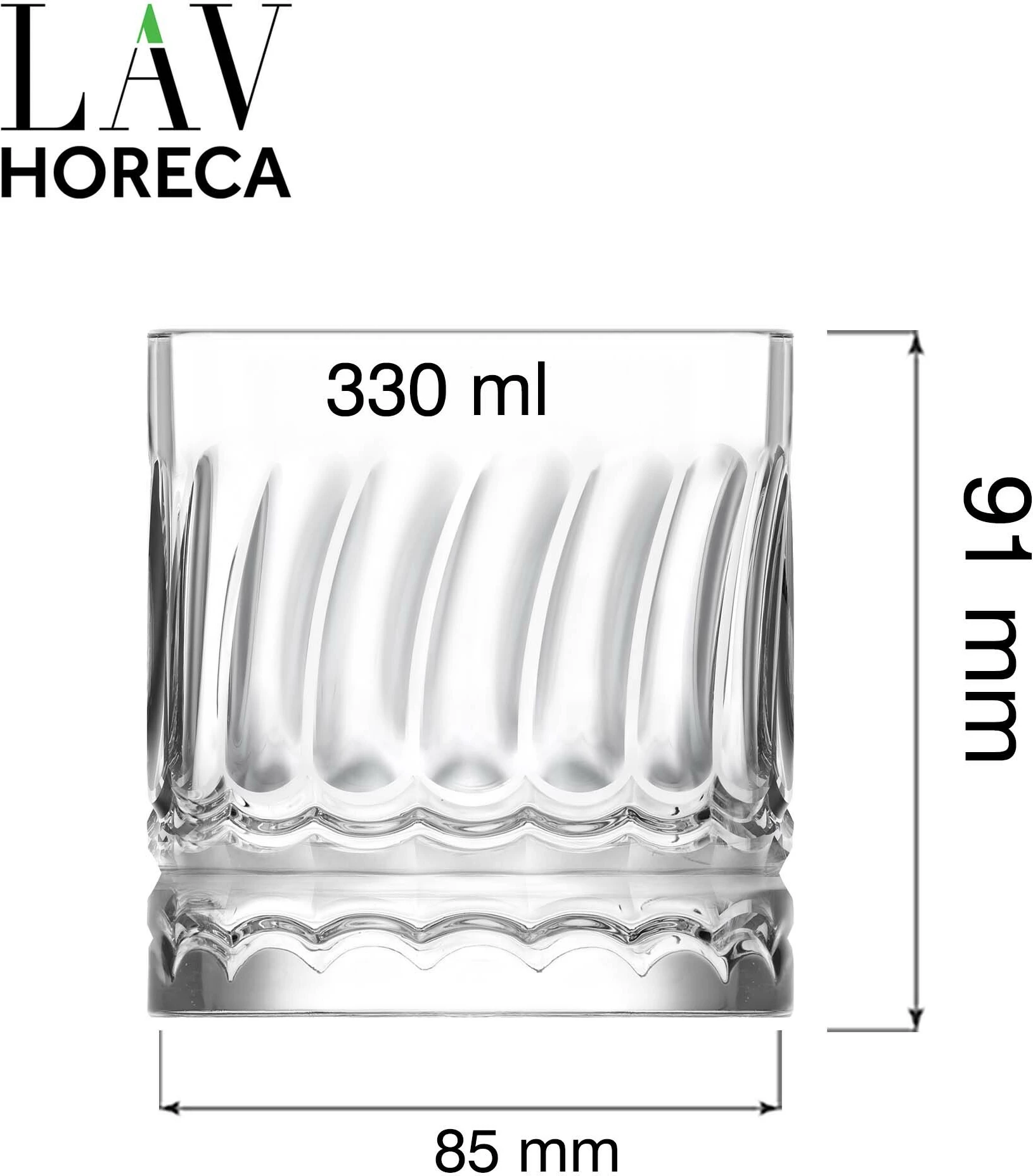 Gotë lowball LAV Horeca Mallorca 330 ml, set 12 copë, transparente
