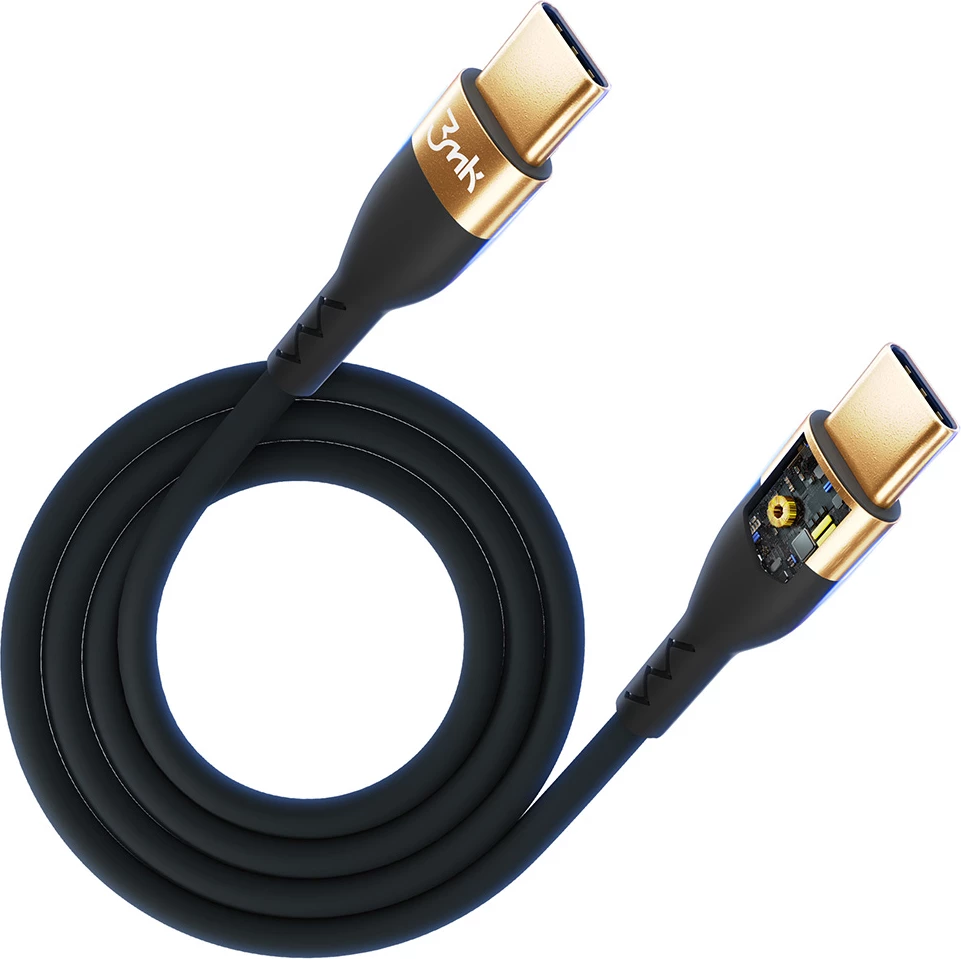 Kabllo USB-C në USB-C 3mk Hyper Silicone 2m, 100W, E zezë