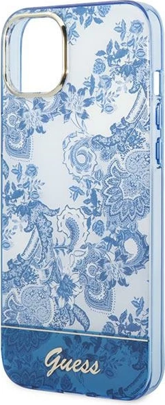 Mbështjellës Guess Porcelain Collection për iPhone 14 Plus 6.7", Kaltër