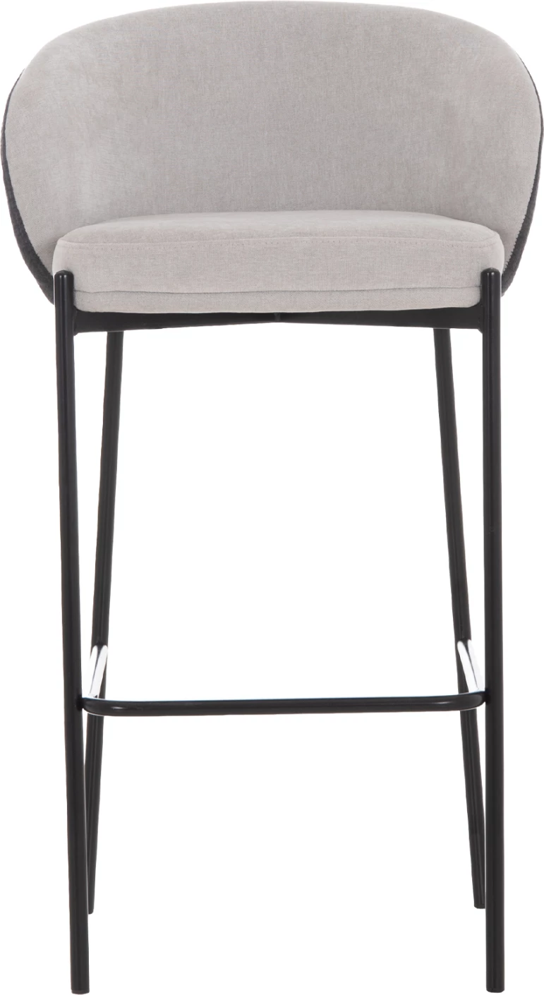 Karrige për bar Detton, material gri, kornizë metalike e zezë, 44x51x98cm, set prej 2 copë