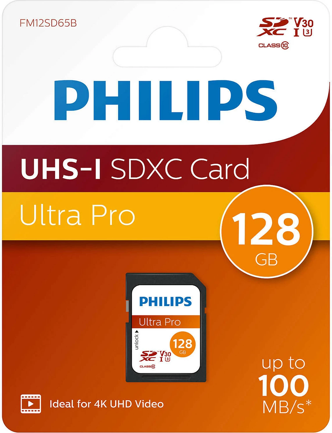 Kartelë SD Philips Ultra Pro 128GB, Class 10, UHS-I, V30