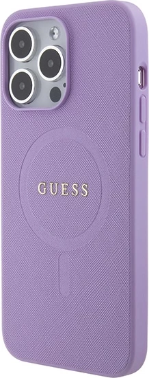 Mbështjellës Guess GUHMP15XPSAHMCU për iPhone 15 Pro Max 6.7", Saffiano MagSafe, vjollcë