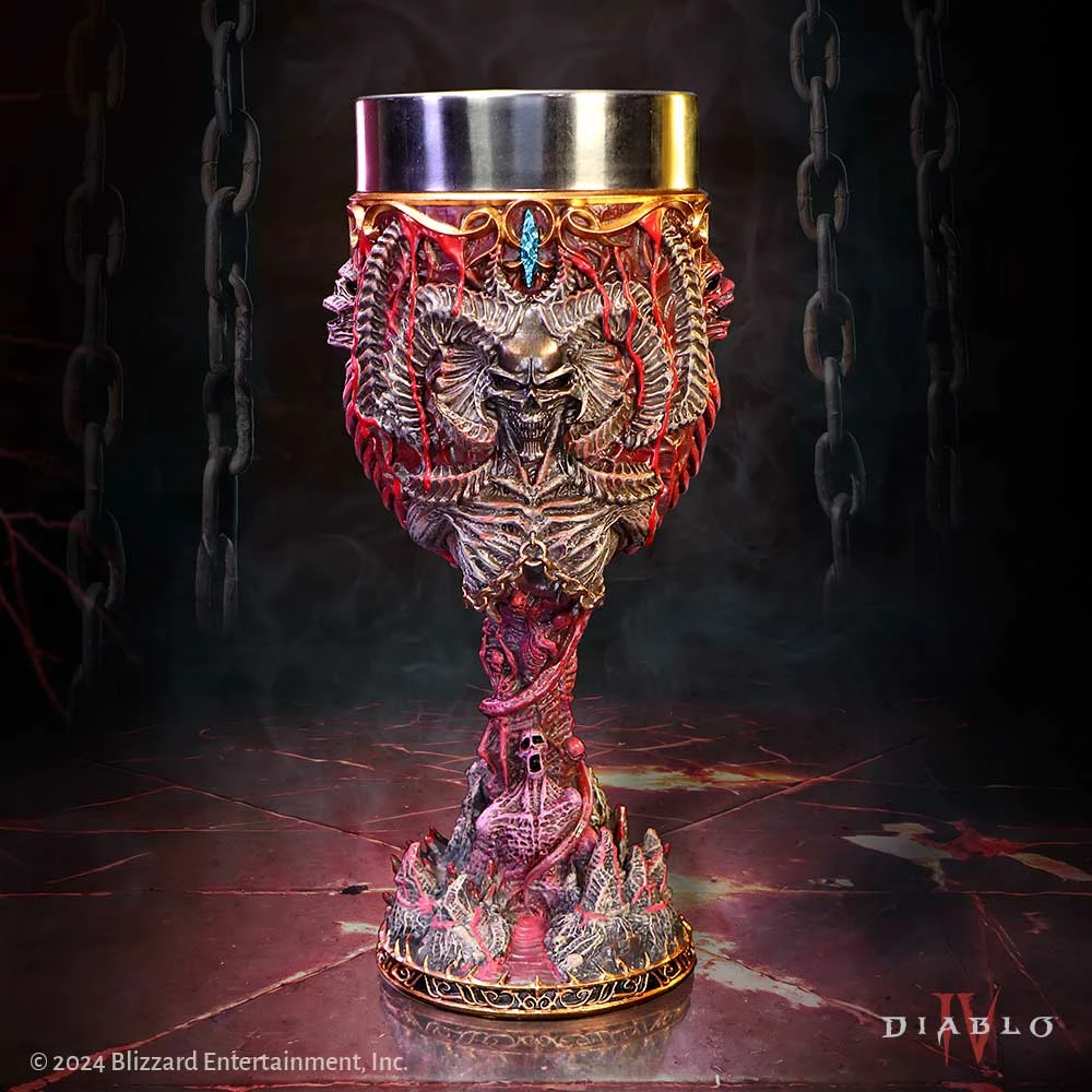 Krigë koleksionuese NEMESIS NOW Diablo IV Mephisto, rezinë e pikturuar me dorë, me insert inox, e kuqe/zezë me aksente ari