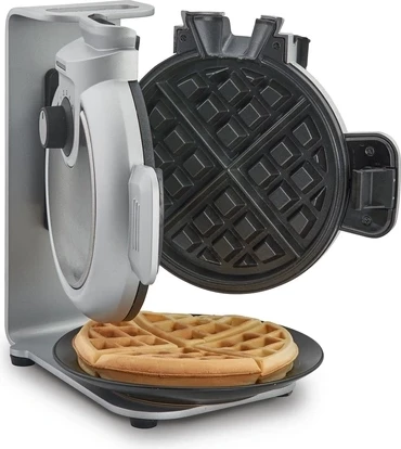 Aparat për vaflla CASO WaffleUp 2932 800 W, sistem vertikal, Ø18 cm, rregullim 5 nivele, me lugë dozimi + tabaka pikuese, argjendtë