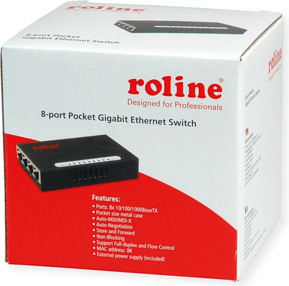 Switch ROLINE 21.14.3530, 8-Port Gigabit Ethernet (10/100/1000), i zi