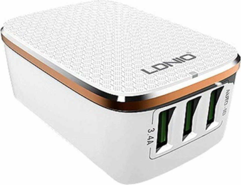Adapter udhëtimi LDNIO A3304, universal EU/AU/UK/US, 3x USB, 5V/3.4A, 17W, i bardhë