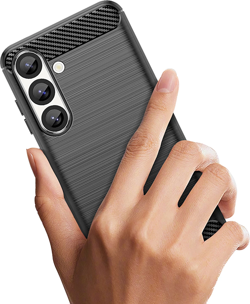 Mbështjellës Hurtel Carbon Case për Samsung Galaxy S25 Edge, silikon, zi