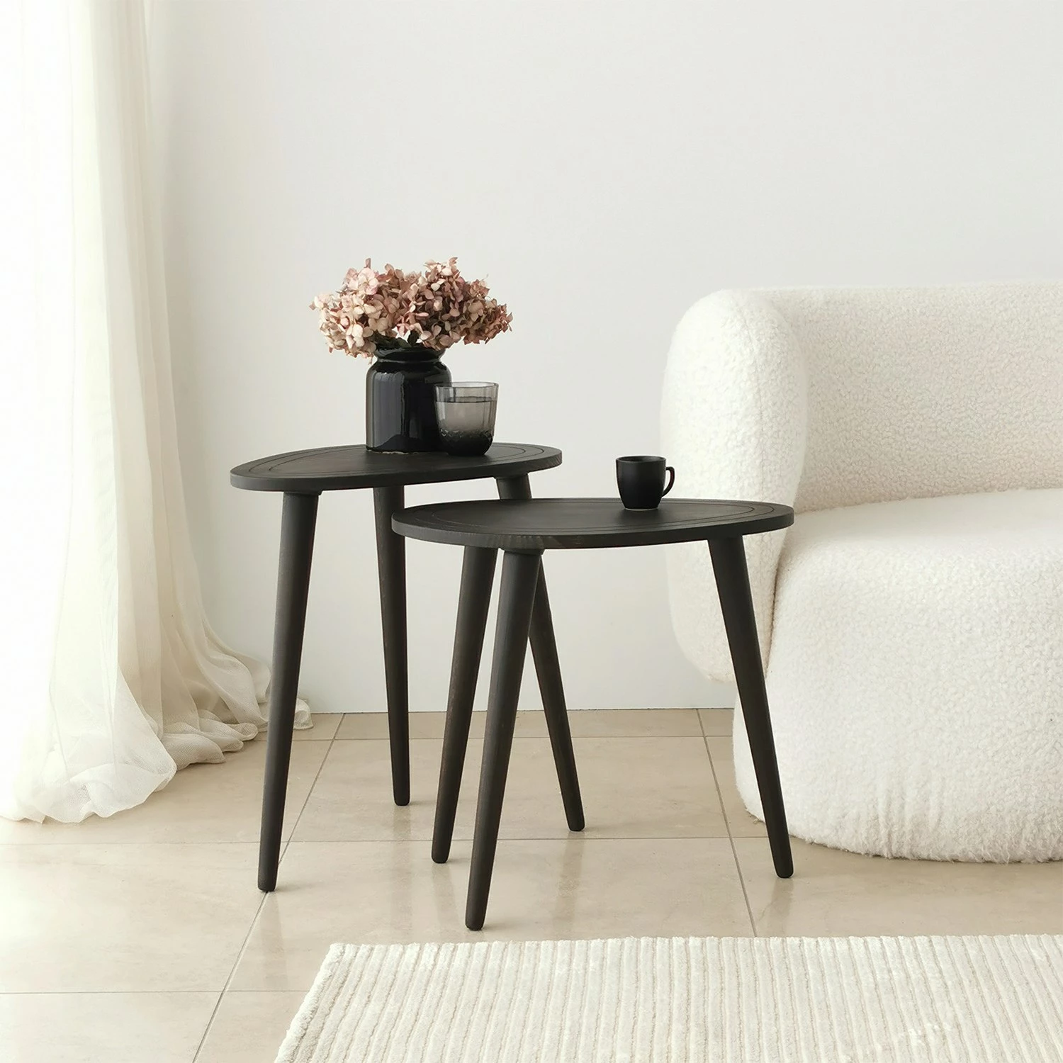 Set tavolina ndihmëse (2 copë), Hanah Home, Sweet, ngjyrë antracit