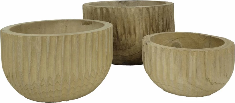 Set 3 copë enë druri natyrale SONTO, 29x29x17cm