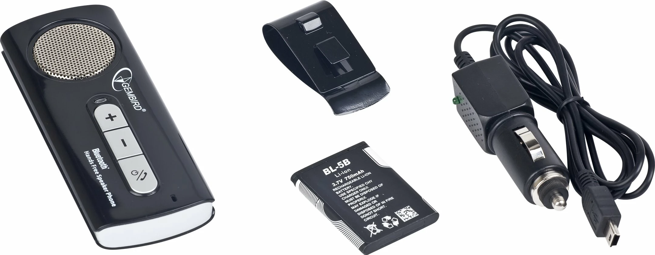 Bluetooth handsfree për veturë Gembird BTCC-002, i zi