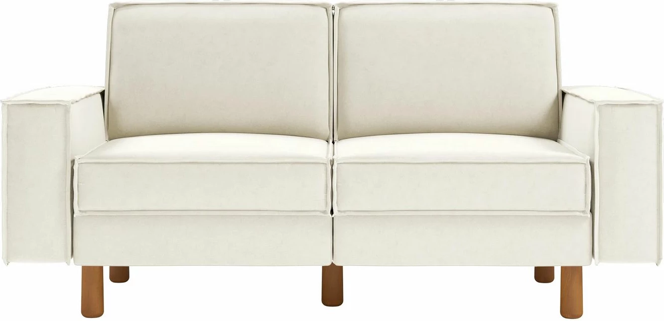 Divan dy ulëshe Atelier del Sofa, ngjyrë Milk Froth, këmbë dru arre