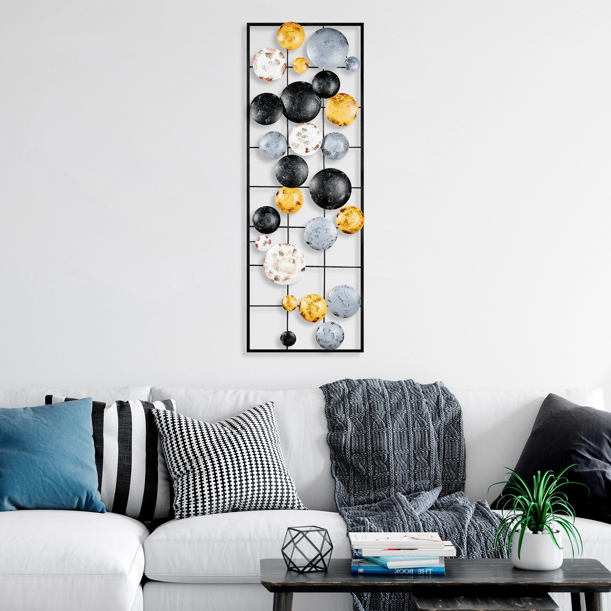 Aksesor dekorativ metalik për mur, Wallity Camber - 8, shumëngjyrësh, 32x90x4cm