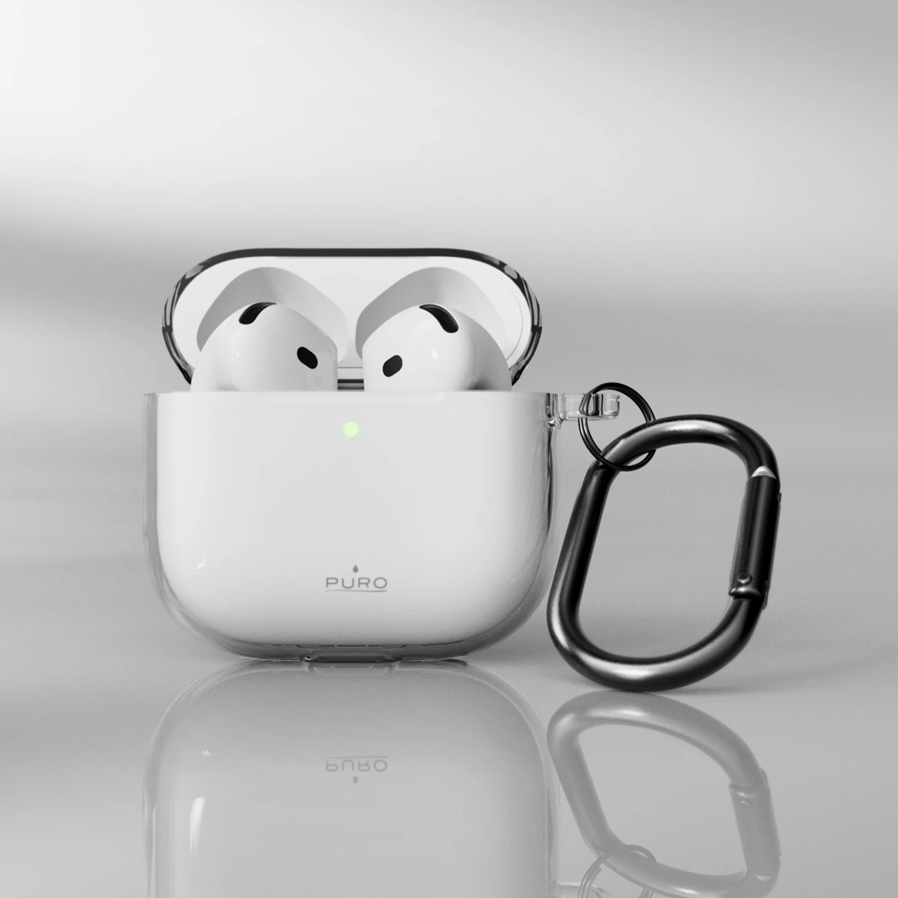 Mbështjellës TPU për AirPods 4 Puro 0.3 Nude, ultra i hollë, me karabinë, transparent