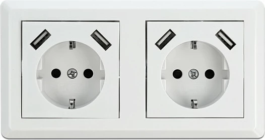 Prizë muri DeLOCK 2x CEE 7/3 me 4x USB-A 2.8A, 250V 16A, e bardhë